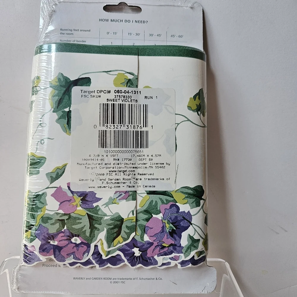 Waverly Garden Room Sweet Violets Floral Wall Border Pre-Paste NEW